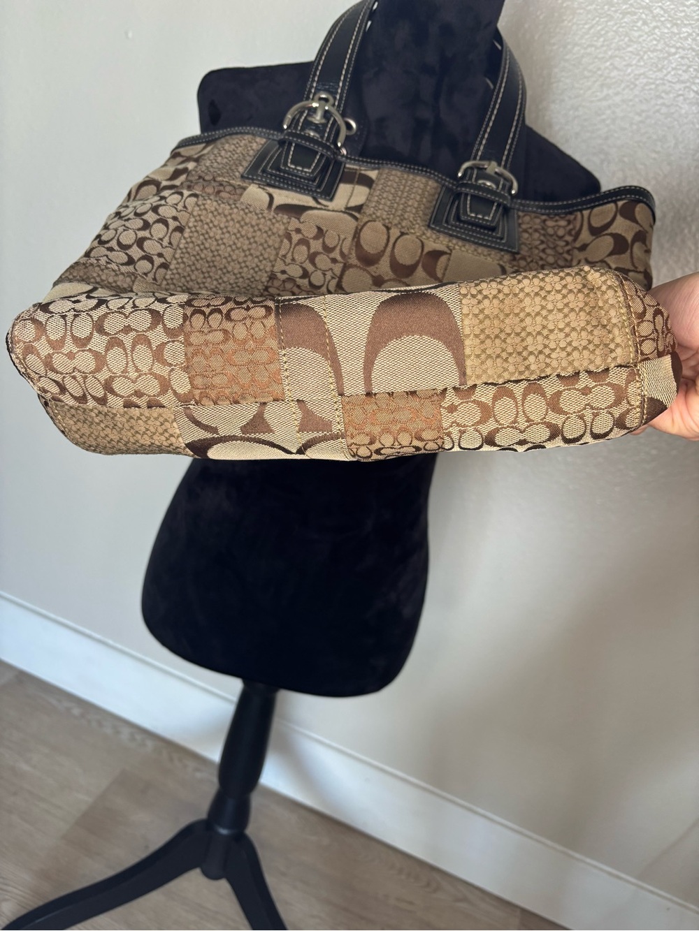Coach Vintage Soho Signature Patchwork Tote in Brown with Black Trim - Picture 3 of 10